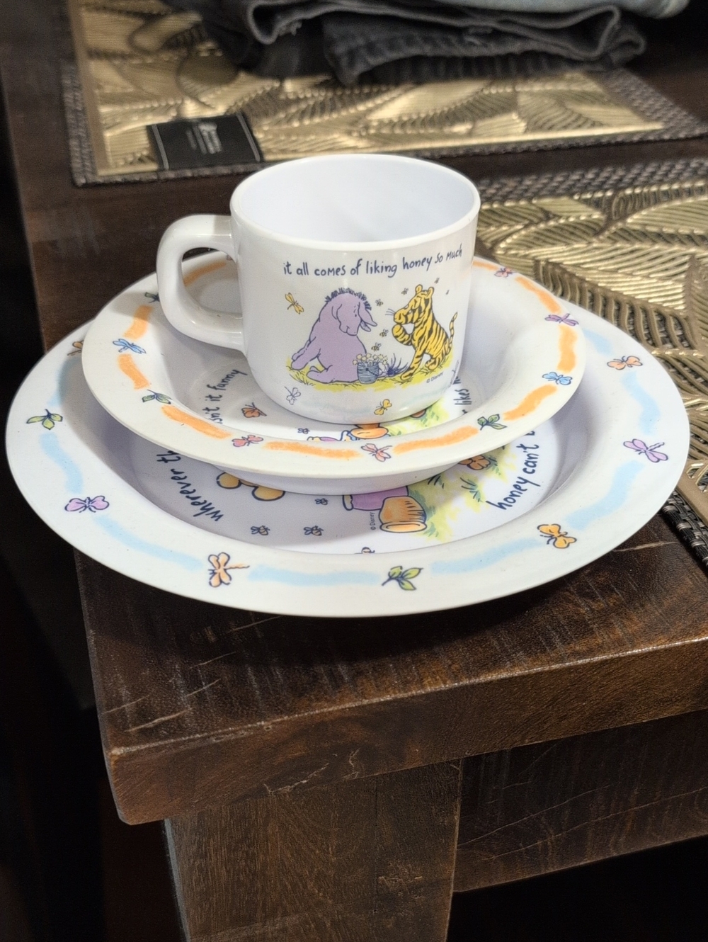 Vintage Winnie the Pooh Melamine Bowl & Cup